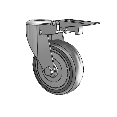 364/367 Antistatic Hollow Kingpin Swivel Caster with 4 x 1.25 Grey TPR (Round) Wheel and Total Lock Brake