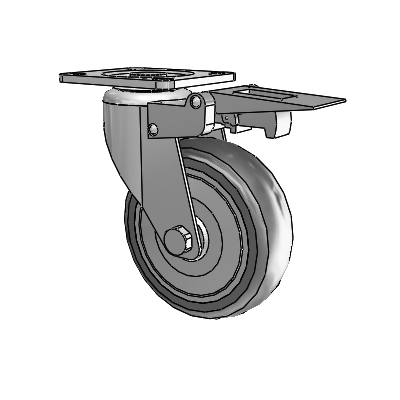 364/367 Antistatic Top Plate Swivel Caster with 4 x 1.25 Grey TPR (Round) Wheel and Total Lock Brake