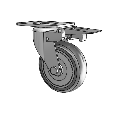 364/367 Antistatic Top Plate Swivel Caster with 4 x 1.25 Grey TPR (Round) Wheel and Total Lock Brake