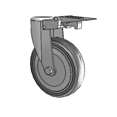 364/367 Antistatic Hollow Kingpin Swivel Caster with 5 x 1.25 Grey TPR (Round) Wheel and Total Lock Brake