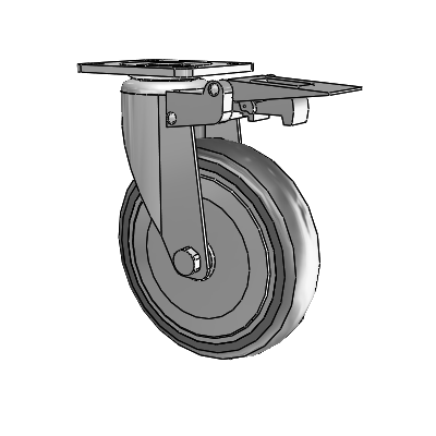 364/367 Top Plate Swivel Caster with 5 x 1.25 Grey TPR (Round) Wheel and Total Lock Brake