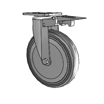 364/367 Top Plate Swivel Caster with 6 x 1.25 Grey TPR (Round) Wheel and Total Lock Brake