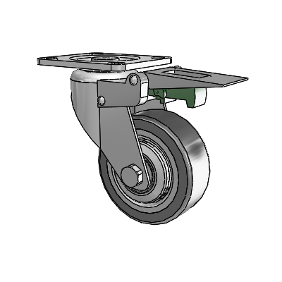 364/367 Top Plate Swivel Caster with 3.15 x 1.125 Grey TPR (Rubber on Metal Disc) Wheel and Directional Lock Brake
