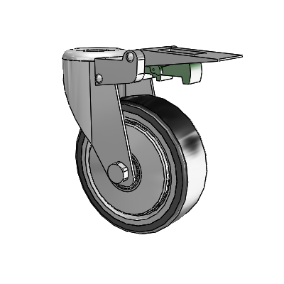 364/367 Antistatic Hollow Kingpin Swivel Caster with 4 x 1.25 Black TPR (Crown) Wheel and Directional Lock Brake