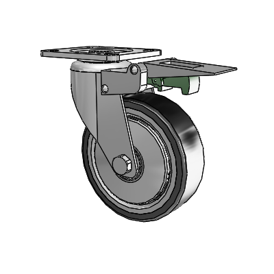 364/367 Antistatic Top Plate Swivel Caster with 4 x 1.25 Black TPR (Crown) Wheel and Directional Lock Brake