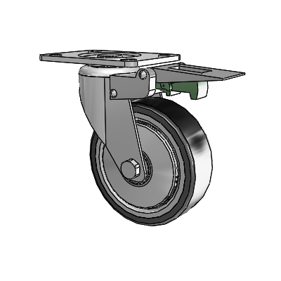 364/367 Antistatic Top Plate Swivel Caster with 4 x 1.25 Black TPR (Crown) Wheel and Directional Lock Brake