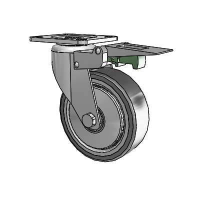 364/367 Top Plate Swivel Caster with 4 x 1.25 Grey TPR (Rubber on Metal Disc) Wheel and Directional Lock Brake