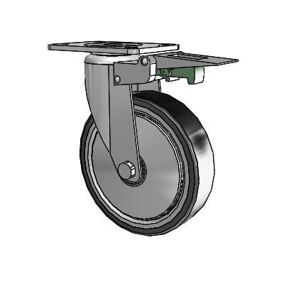 364/367 Antistatic Top Plate Swivel Caster with 5 x 1.25 Black TPR (Crown) Wheel and Directional Lock Brake