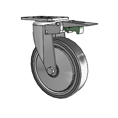364/367 Top Plate Swivel Caster with 5 x 1.25 Grey TPR (Rubber on Metal Disc) Wheel and Directional Lock Brake
