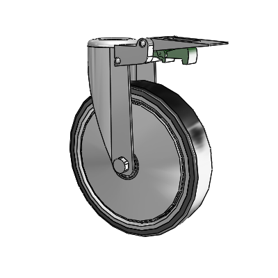 364/367 Antistatic Hollow Kingpin Swivel Caster with 6 x 1.25 Black TPR (Crown) Wheel and Directional Lock Brake