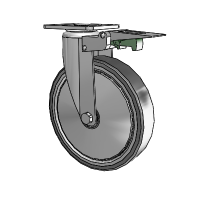 364/367 Top Plate Swivel Caster with 6 x 1.25 Grey TPR (Rubber on Metal Disc) Wheel and Directional Lock Brake