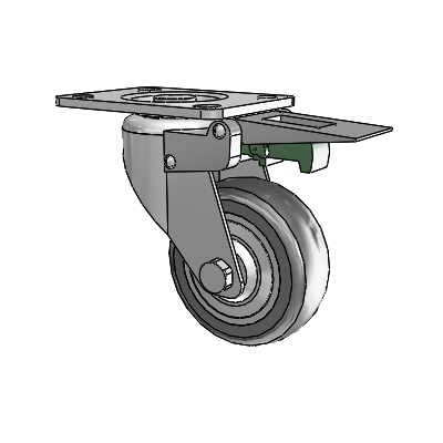 364/367 Antistatic Top Plate Swivel Caster with 3.15 x 1.125 Grey TPR (Round) Wheel and Directional Lock Brake