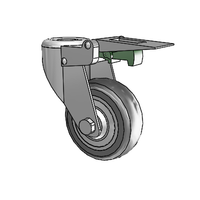 364/367 Hollow Kingpin Swivel Caster with 3.15 x 1.125 Grey TPR (Round) Wheel and Directional Lock Brake