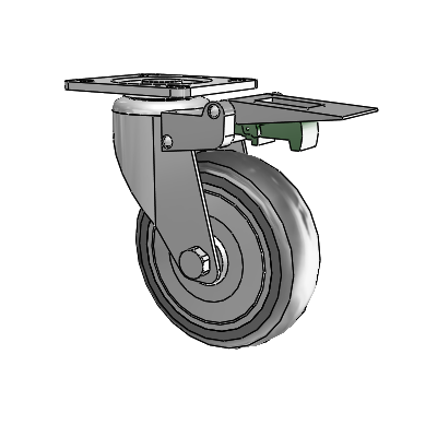 364/367 Top Plate Swivel Caster with 4 x 1.25 Grey TPR (Round) Wheel and Directional Lock Brake