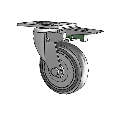 364/367 Top Plate Swivel Caster with 4 x 1.25 Grey TPR (Round) Wheel and Directional Lock Brake