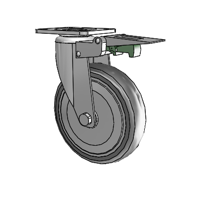 364/367 Antistatic Top Plate Swivel Caster with 5 x 1.25 Grey TPR (Round) Wheel and Directional Lock Brake