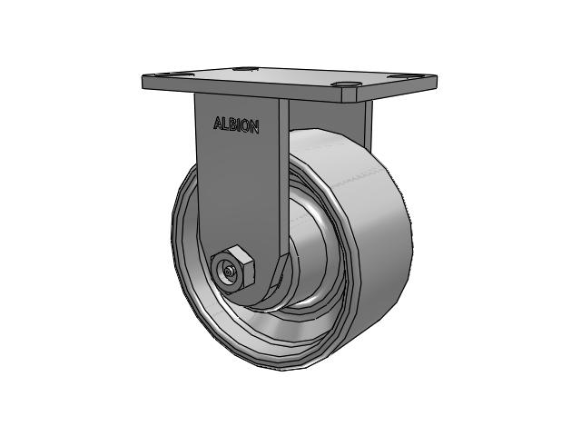 370 Series Top Plate Rigid Caster with 6 x 3 Grey Enamel CA - Cast Iron Wheel