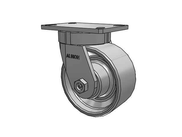 370 Series Top Plate Swivel Caster with 6 x 3 Grey Enamel CA - Cast Iron Wheel