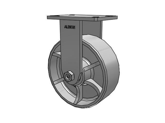 370 Series Top Plate Rigid Caster with 8 x 3 Grey Enamel CA - Cast Iron Wheel