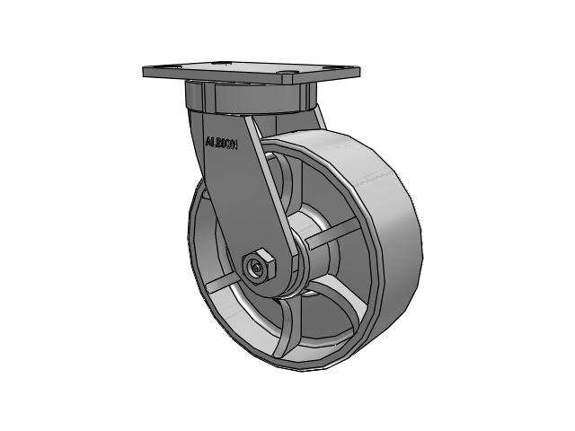 370 Series Top Plate Swivel Caster with 8 x 3 Grey Enamel CA - Cast Iron Wheel