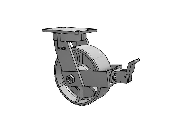370 Series Top Plate Swivel Caster with 8 x 3 Grey Enamel CA - Cast Iron Wheel and Face Brake