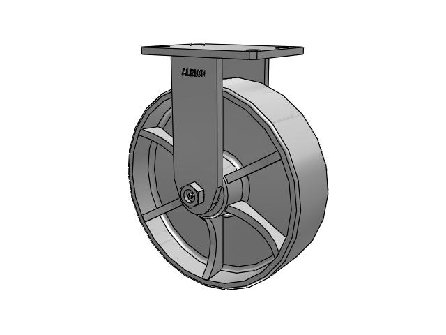 Roulette rigide à plaque supérieure de la série 370 avec roue en fonte émaillée grise 10 x 3 CA