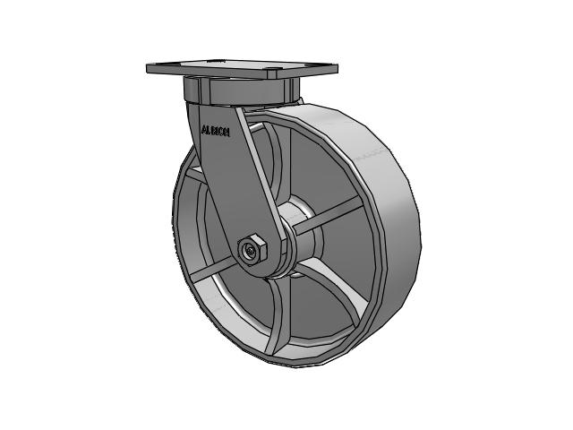 370 Series Top Plate Swivel Caster with 10 x 3 Grey Enamel CA - Cast Iron Wheel