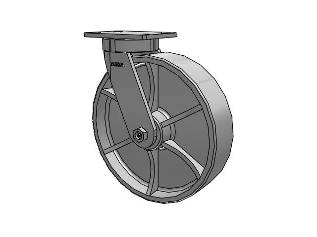370 Series Top Plate Swivel Caster with 12 x 3 Grey Enamel CA - Cast Iron Wheel