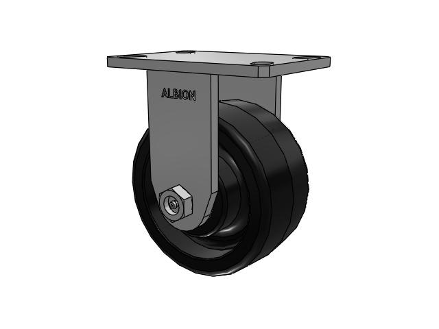 370 Series Top Plate Rigid Caster with 6 x 3 Black Phenolic Resin TM - Phenolic Wheel