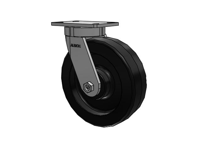 370 Series Top Plate Swivel Caster with 10 x 3 Black Phenolic Resin TM - Phenolic Wheel