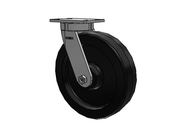 370 Series Top Plate Swivel Caster with 12 x 3 Black Phenolic Resin TM - Phenolic Wheel