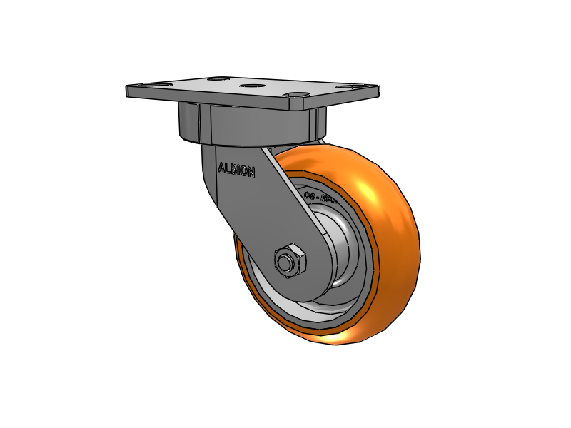 38 Series Maintenance Free Top Plate Swivel Caster with 6 x 2 Orange tread on aluminum core AN - Round Polyurethane (Aluminum Core) Wheel