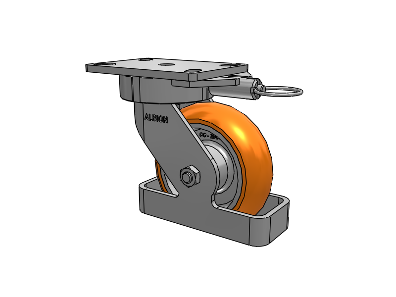 38 Series Maintenance Free Top Plate Swivel Caster with 6 x 2 Orange tread on aluminum core AN - Round Polyurethane (Aluminum Core) Wheel