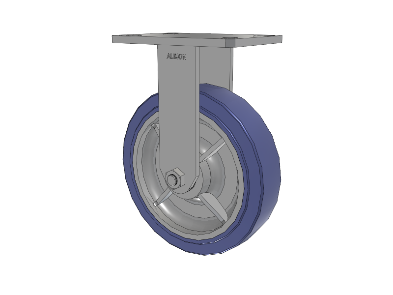 110 Series Kingpinless Top Plate Rigid Caster with 8 x 2 Blue HF - HydroTech (Flat) Wheel