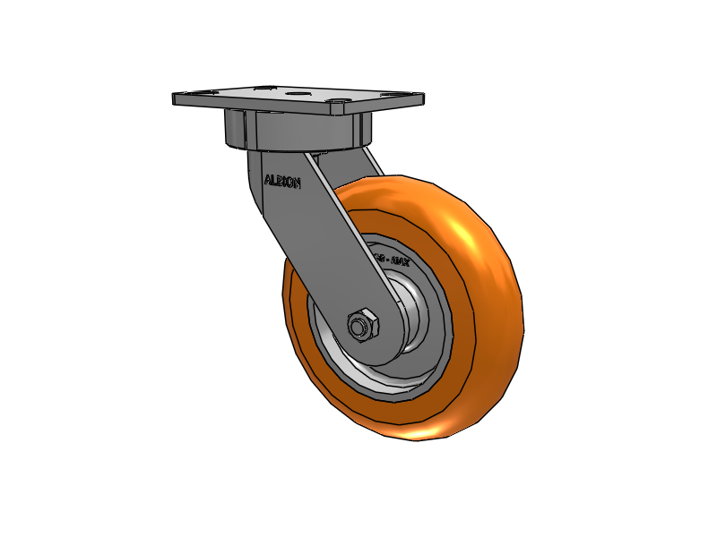 38 Series Maintenance Free Top Plate Swivel Caster with 8 x 2 Orange tread on aluminum core AN - Round Polyurethane (Aluminum Core) Wheel