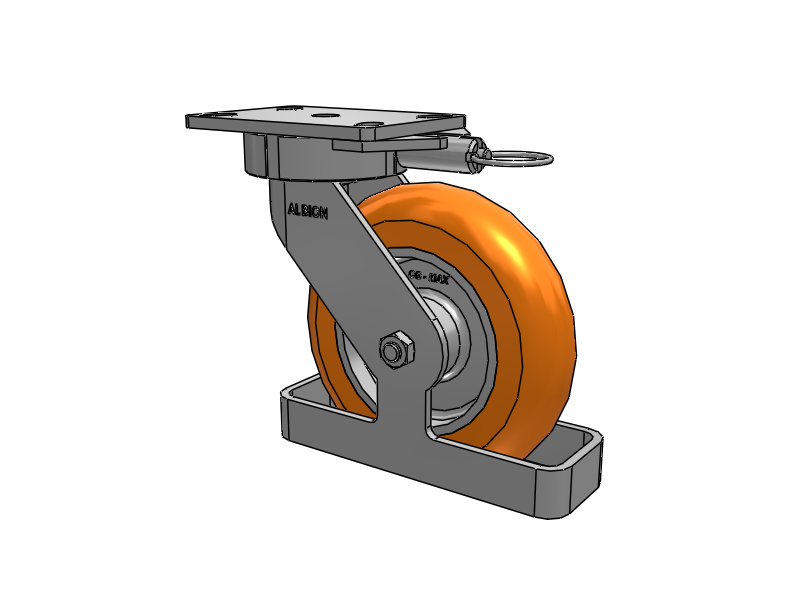 38 Series Maintenance Free Top Plate Swivel Caster with 8 x 2 Orange tread on aluminum core AN - Round Polyurethane (Aluminum Core) Wheel