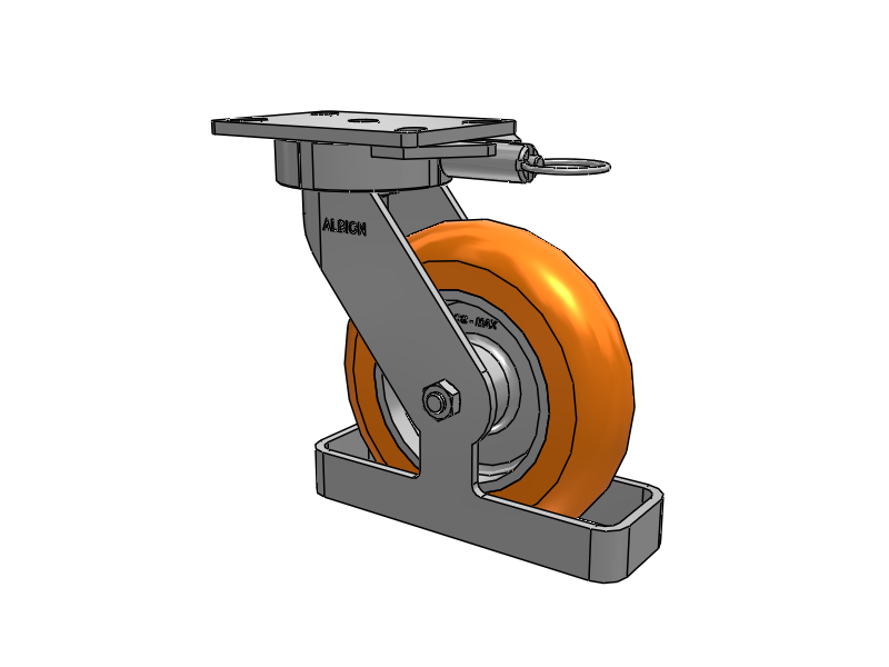 38 Series Maintenance Free Top Plate Swivel Caster with 8 x 2 Orange tread on aluminum core AN - Round Polyurethane (Aluminum Core) Wheel