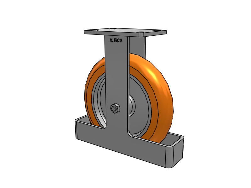 38 Series Maintenance Free Top Plate Rigid Caster with 10 x 2 Orange tread on aluminum core AN - Round Polyurethane (Aluminum Core) Wheel