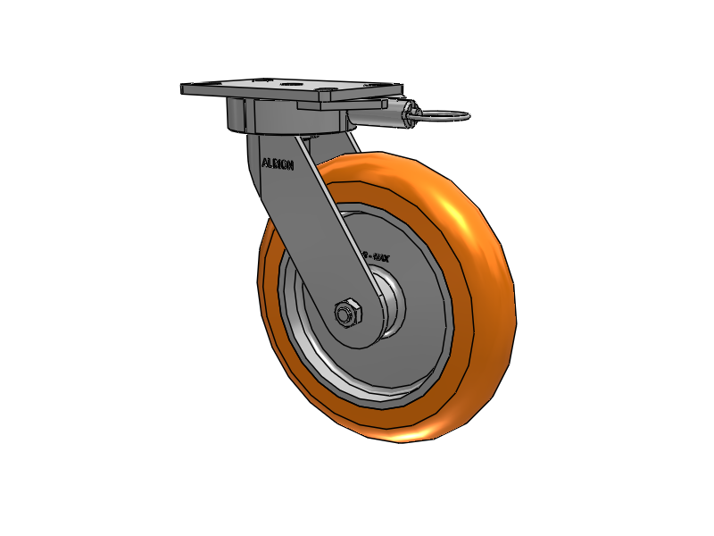 38 Series Maintenance Free Top Plate Swivel Caster with 10 x 2 Orange tread on aluminum core AN - Round Polyurethane (Aluminum Core) Wheel