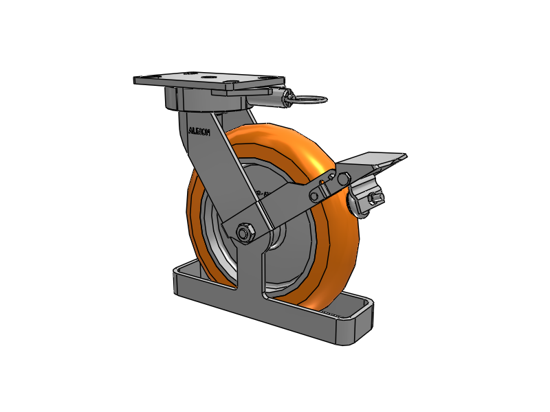 38 Series Maintenance Free Top Plate Swivel Caster with 10 x 2 Orange tread on aluminum core AN - Round Polyurethane (Aluminum Core) Wheel and Face Brake