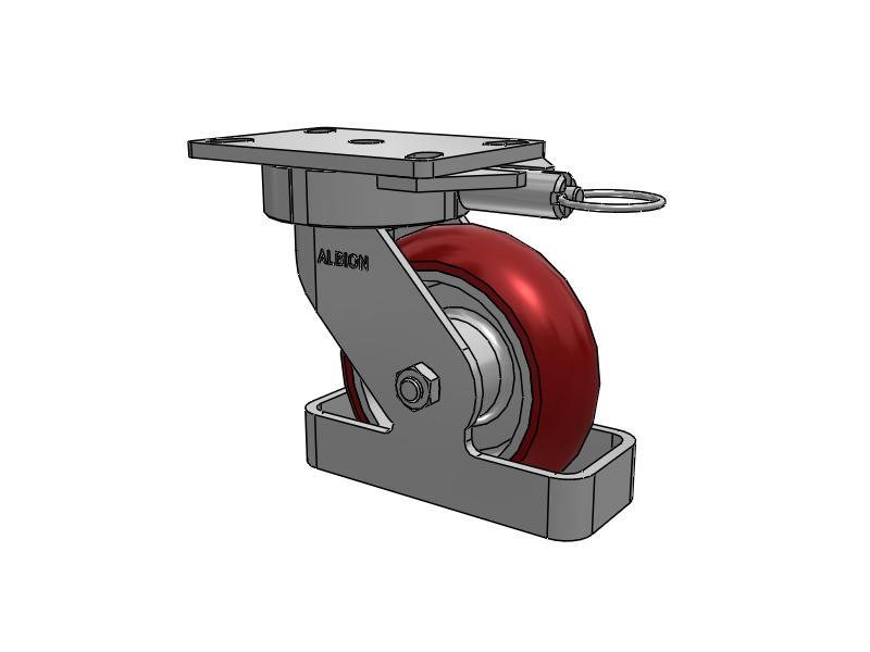 38 Series Maintenance Free Top Plate Swivel Caster with 6 x 2 Maroon Tread on Aluminum Core AX - Round Polyurethane (Aluminum Core) Wheel