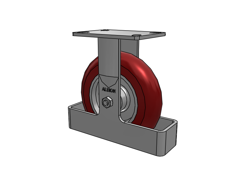 38 Series Maintenance Free Top Plate Rigid Caster with 8 x 2 Maroon Tread on Aluminum Core AX - Round Polyurethane (Aluminum Core) Wheel