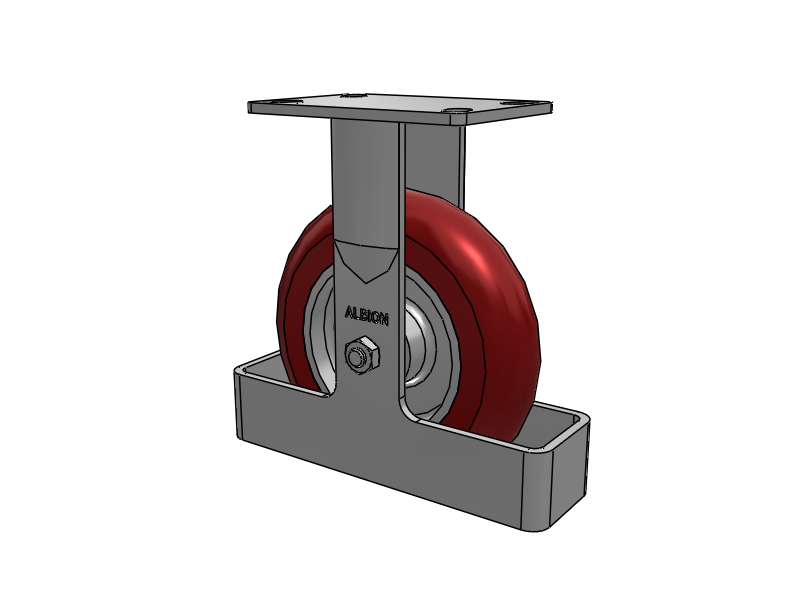 38 Series Maintenance Free Top Plate Rigid Caster with 8 x 2 Maroon Tread on Aluminum Core AX - Round Polyurethane (Aluminum Core) Wheel