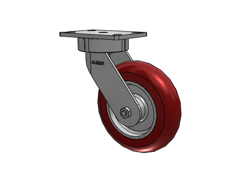38 Series Maintenance Free Top Plate Swivel Caster with 8 x 2 Maroon Tread on Aluminum Core AX - Round Polyurethane (Aluminum Core) Wheel
