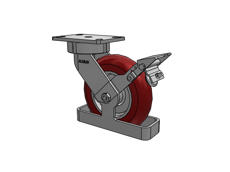 38 Series Maintenance Free Top Plate Swivel Caster with 8 x 2 Maroon Tread on Aluminum Core AX - Round Polyurethane (Aluminum Core) Wheel and Face Brake