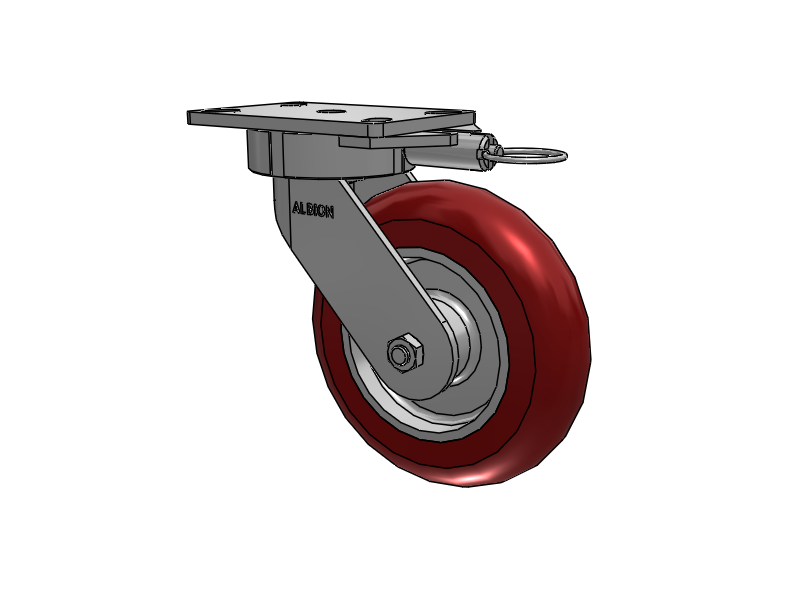 38 Series Maintenance Free Top Plate Swivel Caster with 8 x 2 Maroon Tread on Aluminum Core AX - Round Polyurethane (Aluminum Core) Wheel