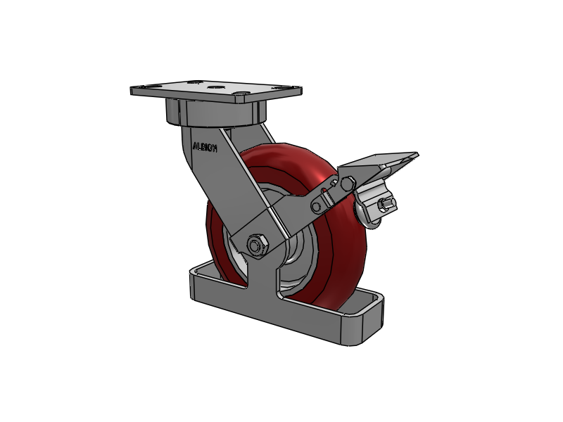 38 Series Maintenance Free Top Plate Swivel Caster with 8 x 2 Maroon Tread on Aluminum Core AX - Round Polyurethane (Aluminum Core) Wheel and Face Brake