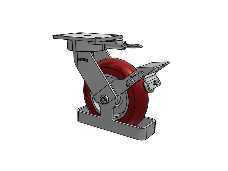 38 Series Maintenance Free Top Plate Swivel Caster with 8 x 2 Maroon Tread on Aluminum Core AX - Round Polyurethane (Aluminum Core) Wheel and Face Brake