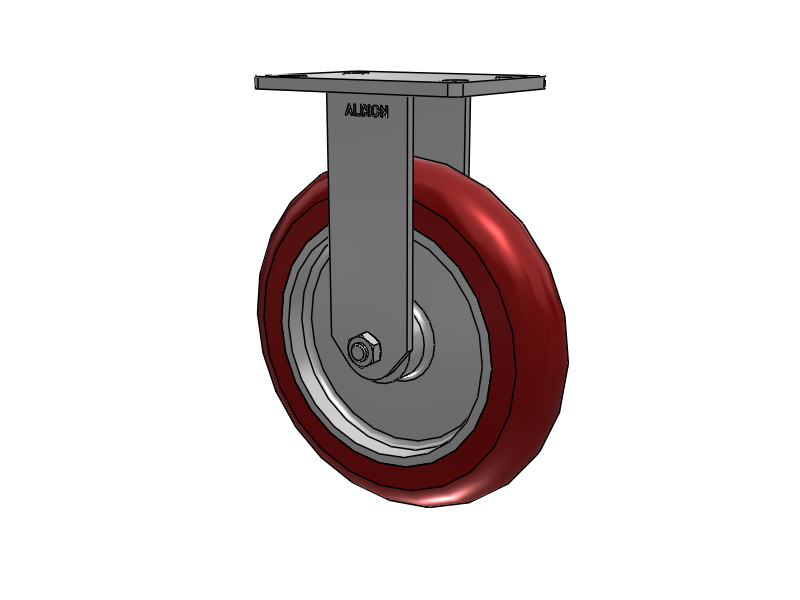 38 Series Maintenance Free Top Plate Rigid Caster with 10 x 2 Maroon Tread on Aluminum Core AX - Round Polyurethane (Aluminum Core) Wheel