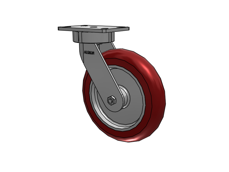 38 Series Maintenance Free Top Plate Swivel Caster with 10 x 2 Maroon Tread on Aluminum Core AX - Round Polyurethane (Aluminum Core) Wheel